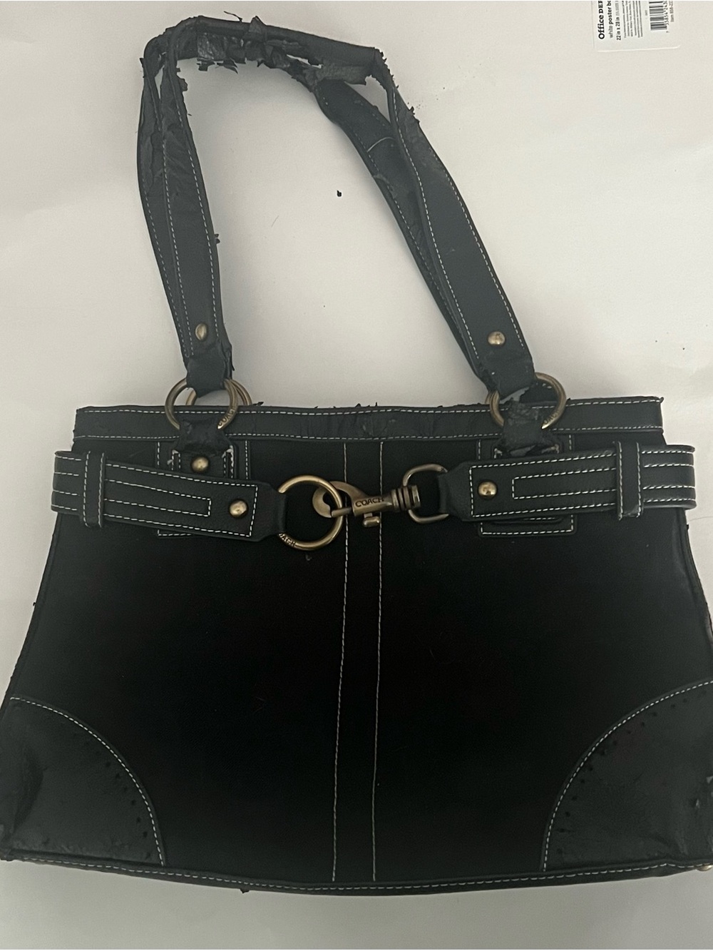 Coach Black Shoulder Bag with Brass Hardware